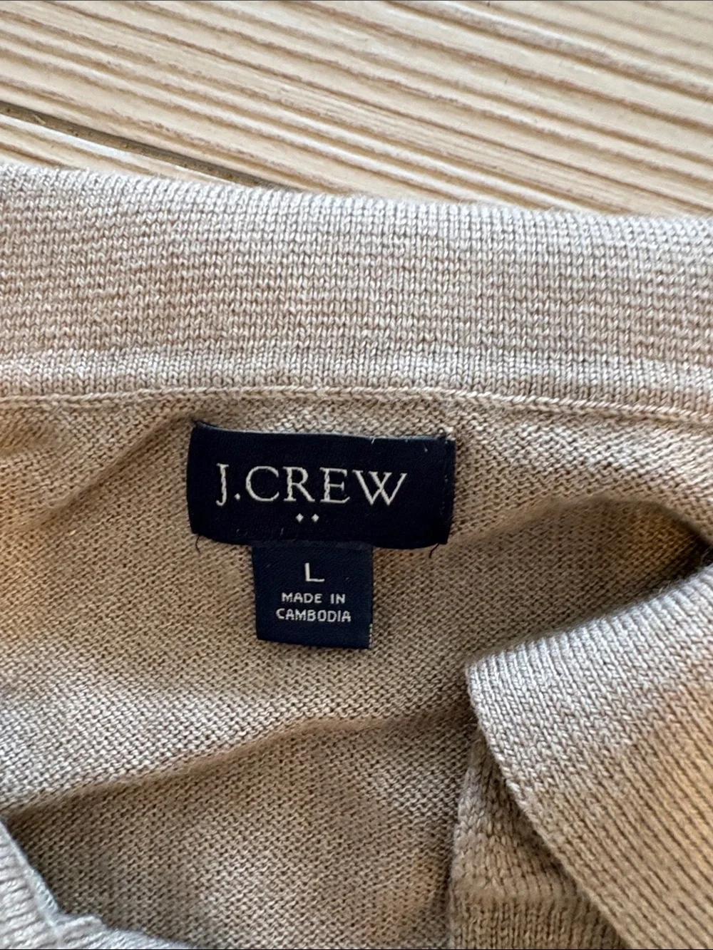 J. Crew Light Tan Long-Sleeve Polo Sweater